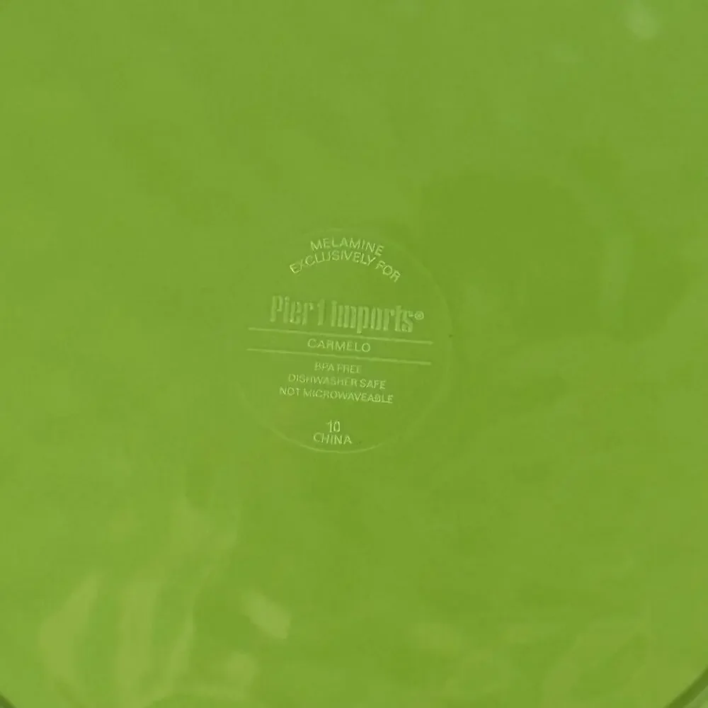 Pier 1 Imports Set of 2 Green Carmelo Melamine Dinner Plates Crackle Finish